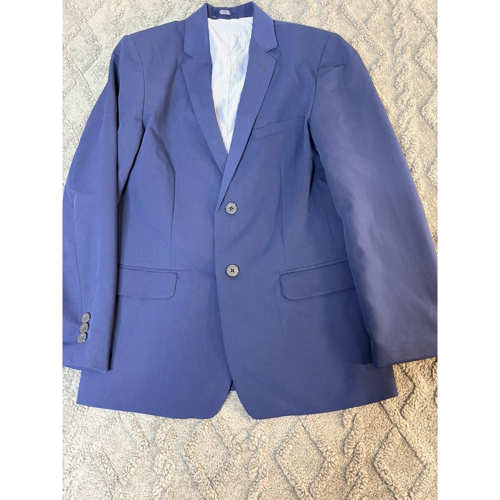 IZOD Boys 16 Regular Navy Blue Blazer Gold Button Stretch Sport Coat Jacket Prep
